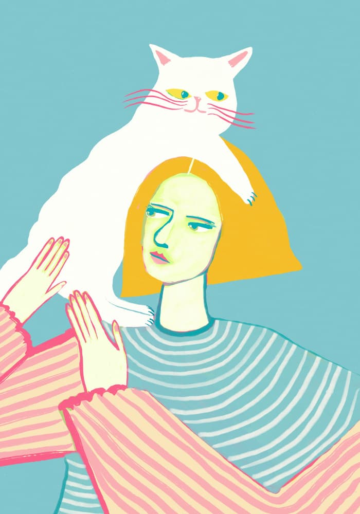Cat On My Head by Sharyn Bursic — canvas wall art