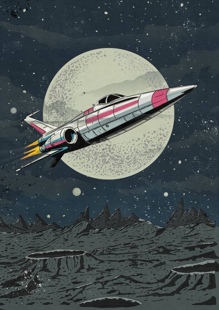 Retro Space Rocket by Nicholas — canvas wall art
