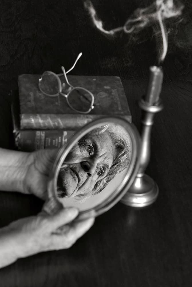Aging Woman's Reflection by Nicoleta Gabor — canvas wall art
