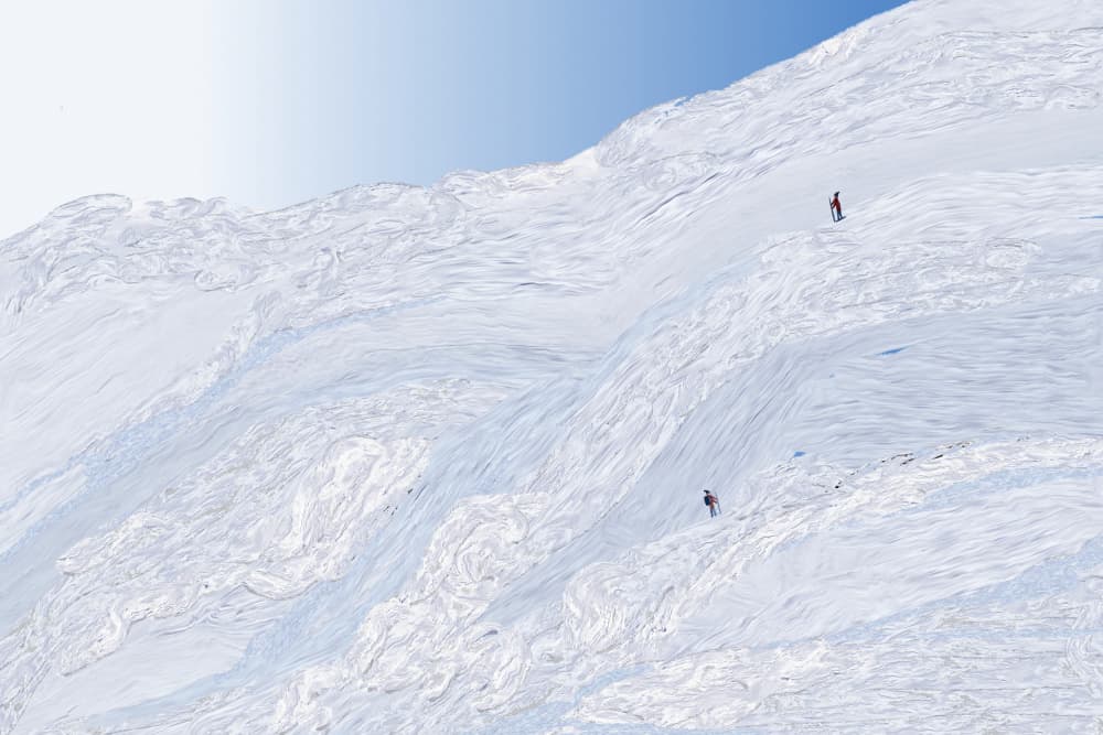 Skiers on Snowy Mountain by Josie George — canvas wall art