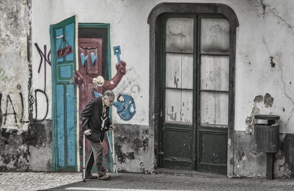 Elderly Man Street Art by Fernando Abreu — canvas wall art