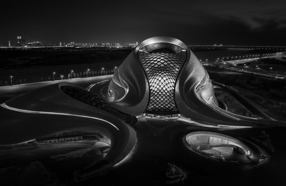 Modern Night Architecture by Ruiqing P. — canvas wall art