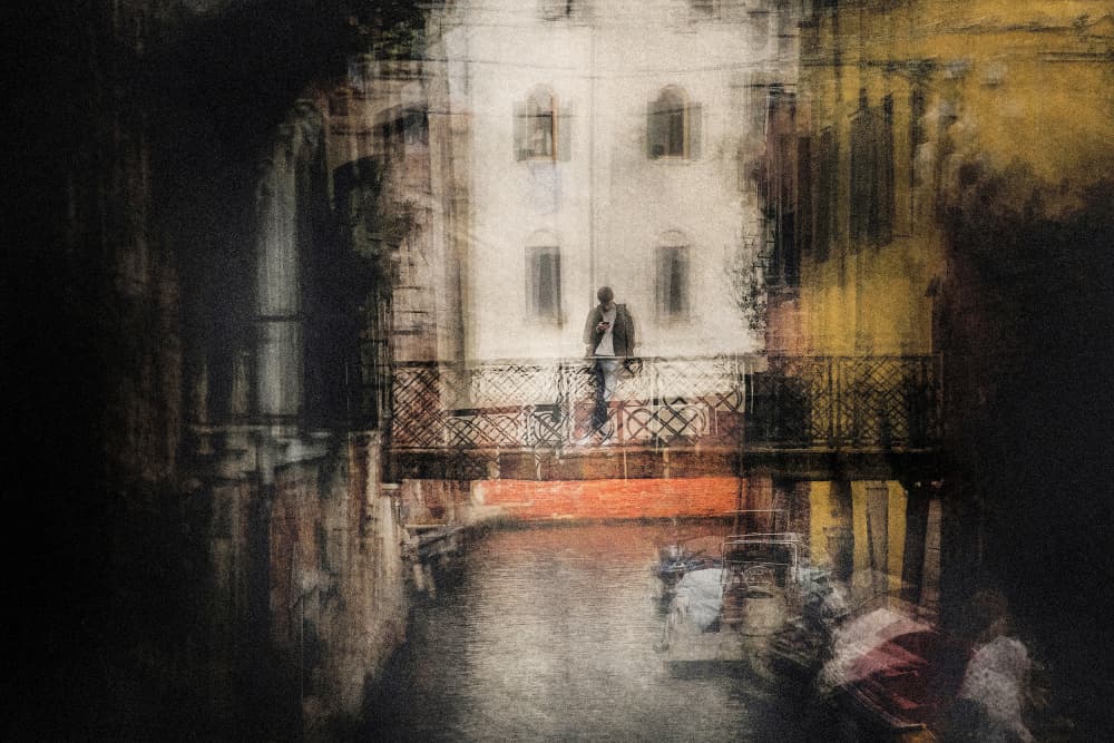Man on a Moody Bridge by Damijan Sedevcic — canvas wall art