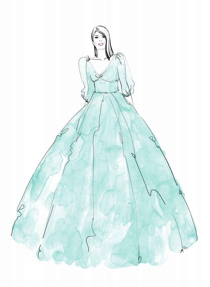 Dreamy Aqua Gown by Rosana Laiz Blursbyai — canvas wall art