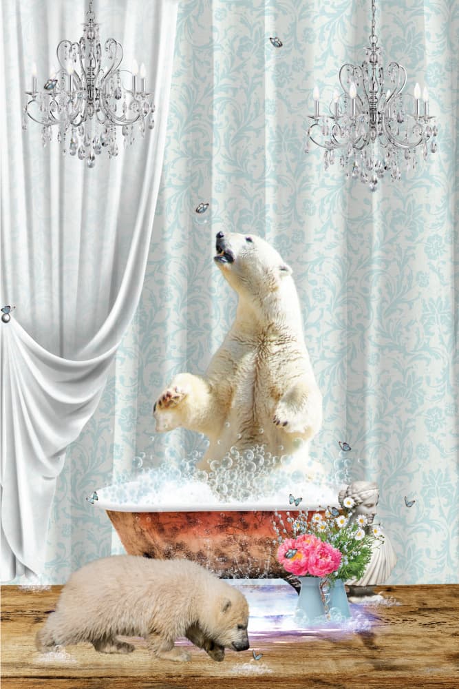 Polar Bear Bubble Bath by Sue Skellern — canvas wall art