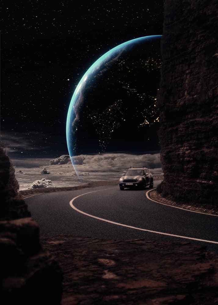Cosmic Road Trip by Ariz Rab — canvas wall art