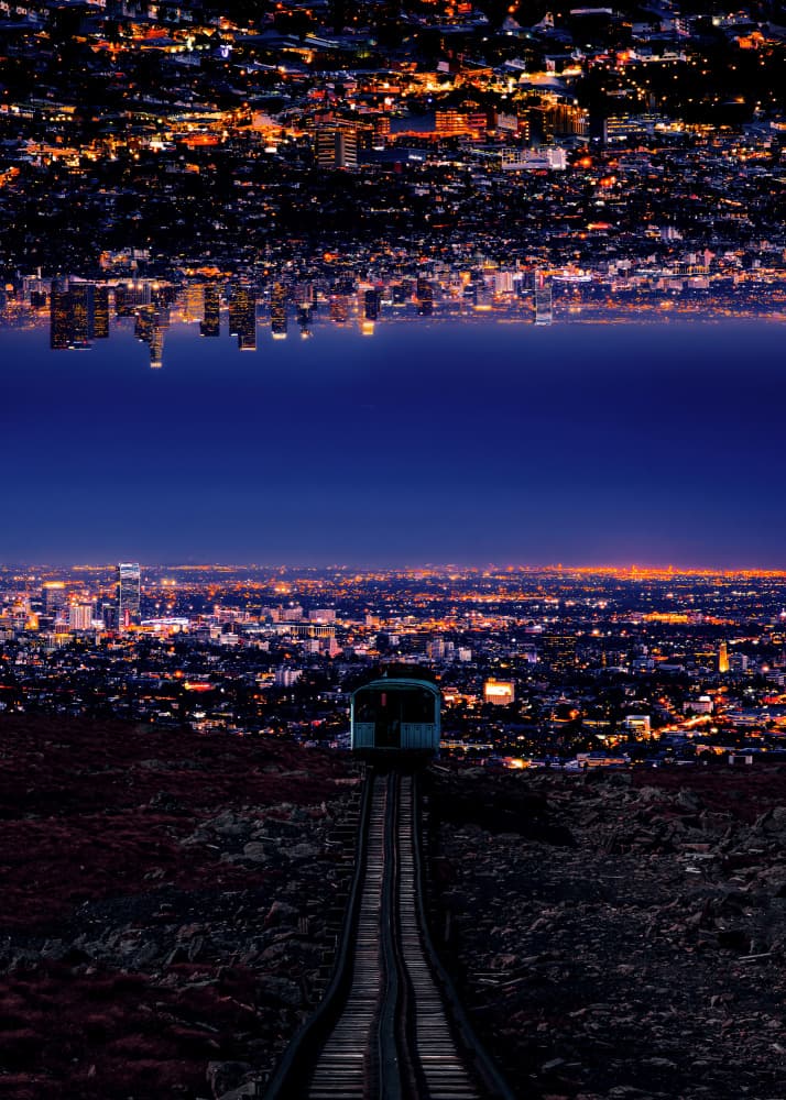 Upside Down City Lights by Ariz Rab — canvas wall art
