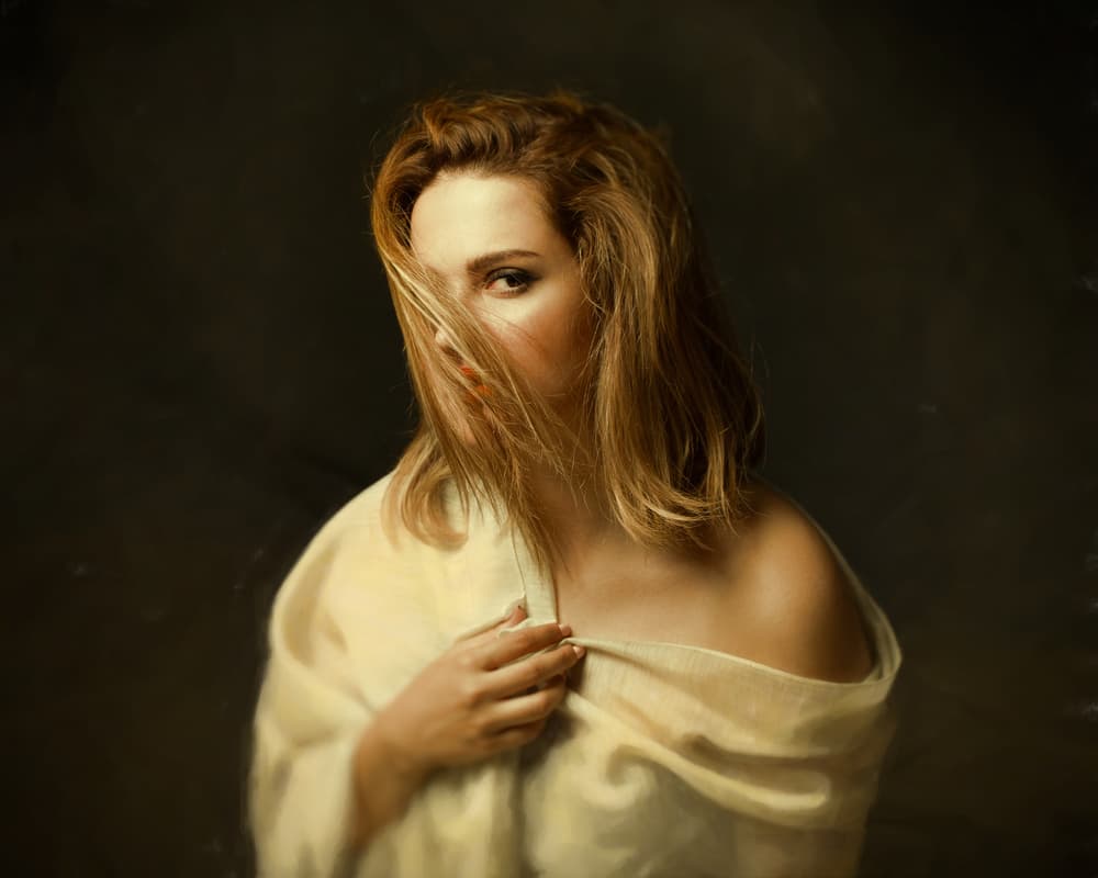 Mysterious Gaze Portrait by Mehdi Mokhtari — canvas wall art