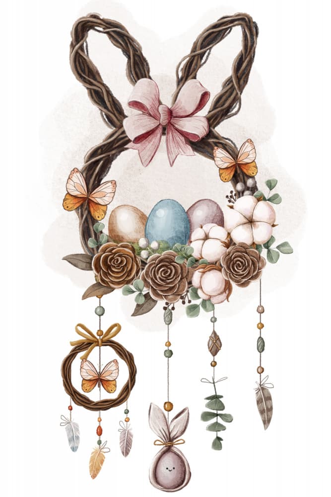 Easter Bunny Wreath Dreamcatcher by Xuan Thai — canvas wall art