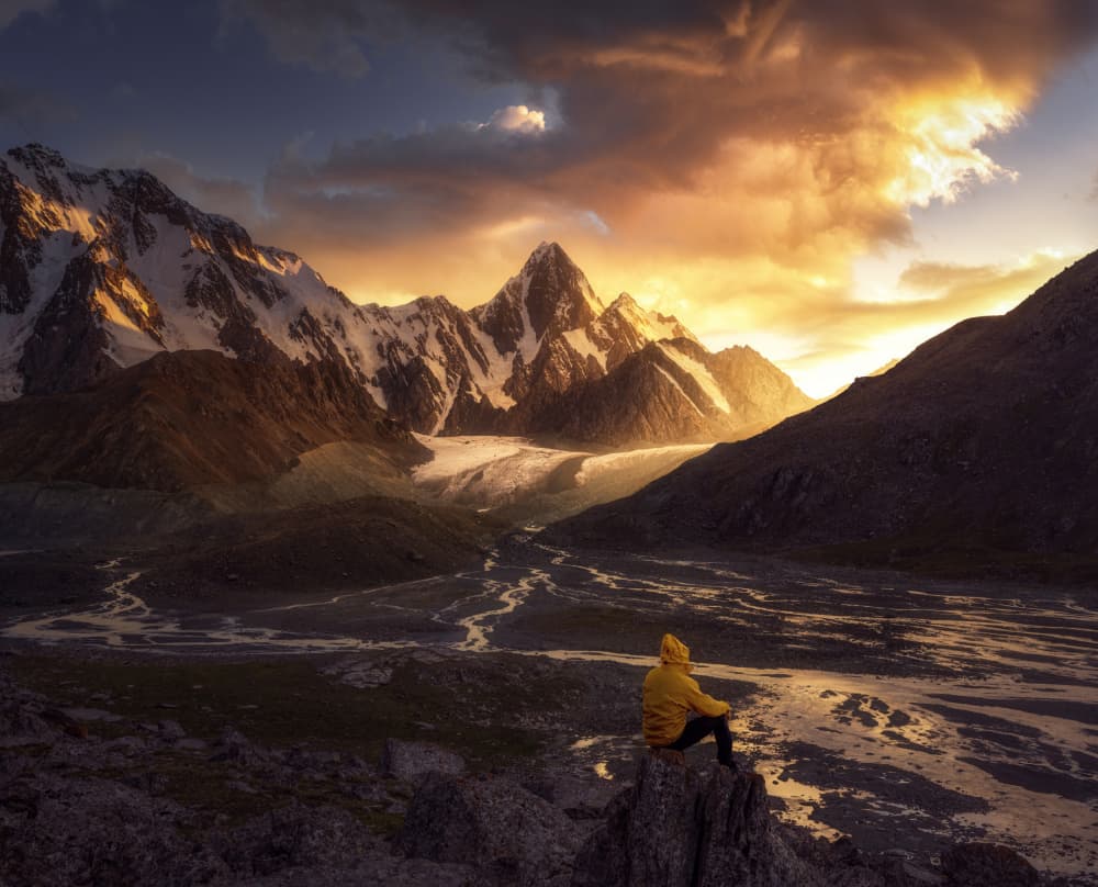 Golden Mountain Sunset by Damon Hao — canvas wall art