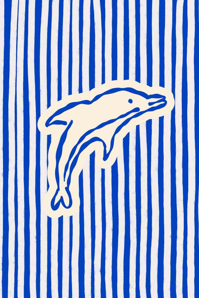 Leaping Dolphin Stripes by Treechild — canvas wall art