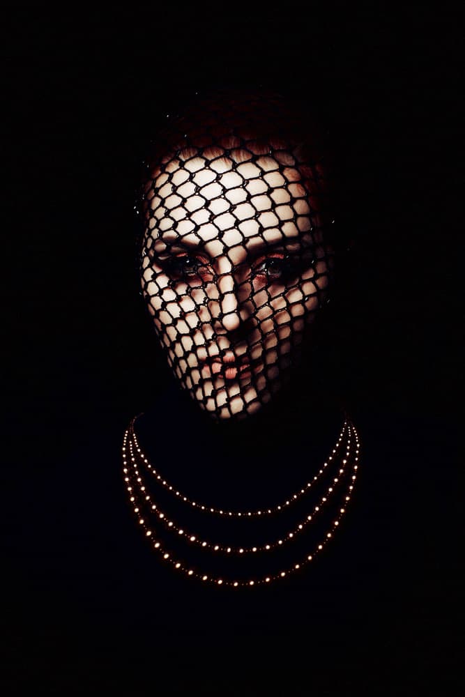 Veiled Woman Golden Pearls by Ruslan Bolgov — canvas wall art