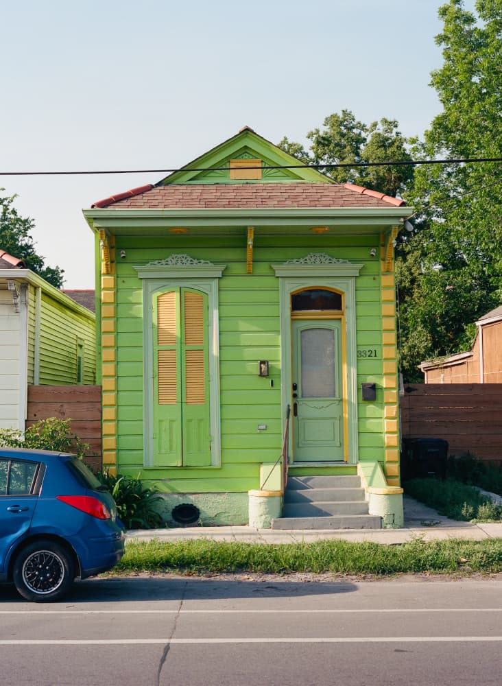 Vibrant Green Shotgun House by Bethany Young — canvas wall art