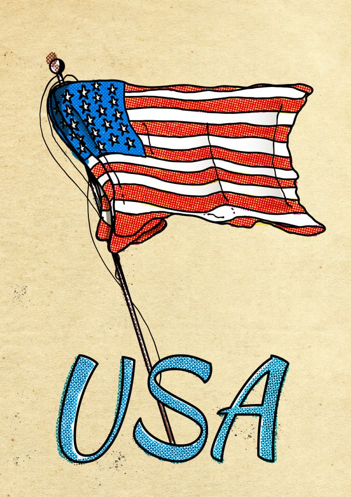 Vintage USA Flag by Nicholas — canvas wall art