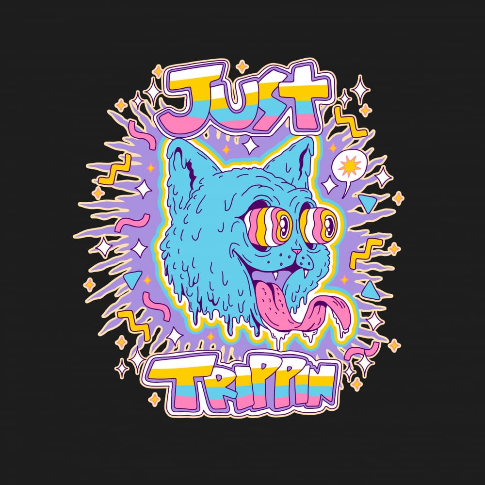Psychedelic Trippy Cat by Tiago Leitao — canvas wall art