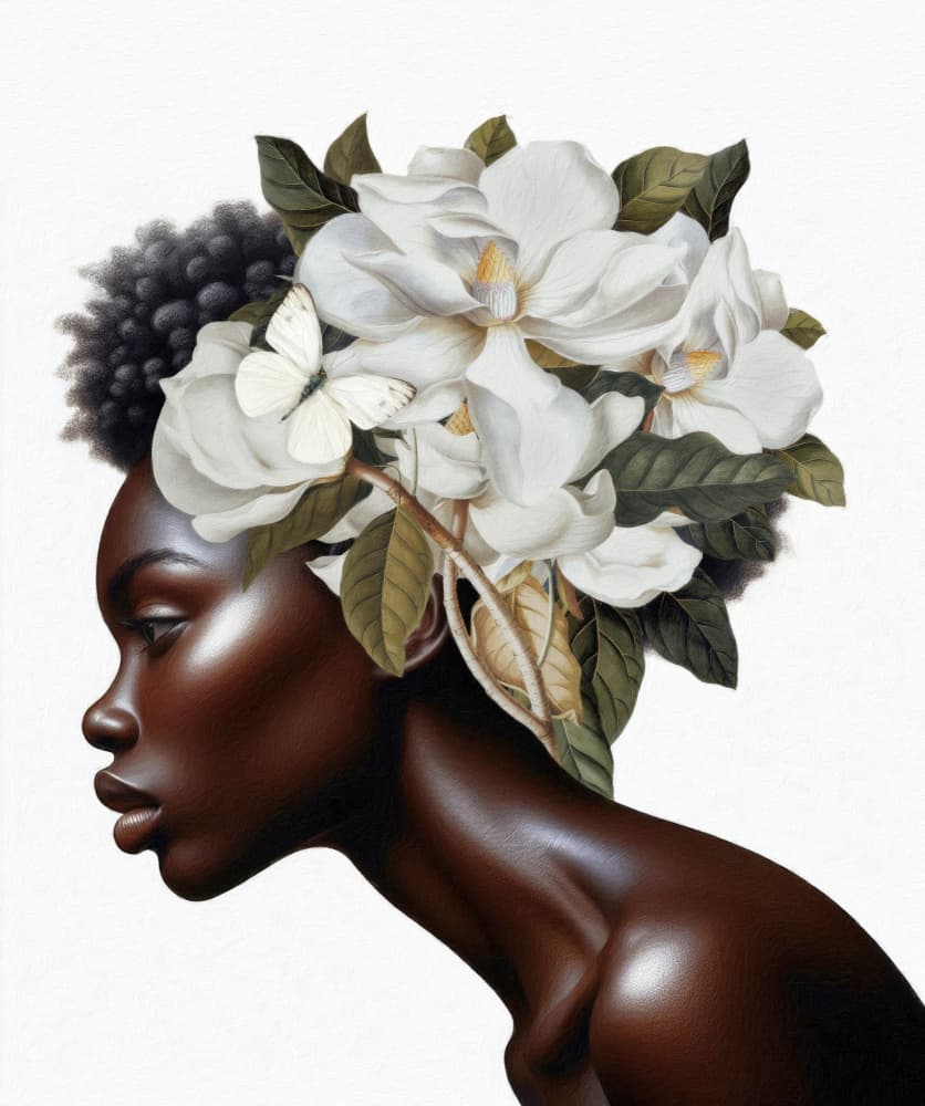 Magnolia Butterfly Portrait by Marja van den Hurk — canvas wall art