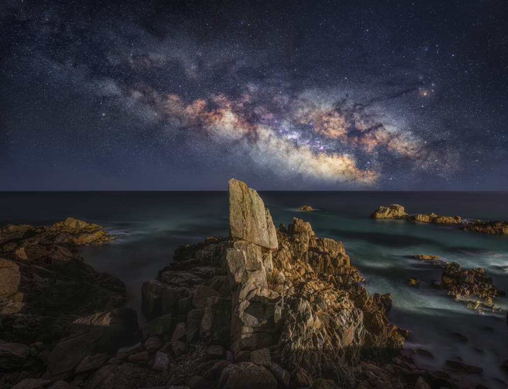 Milky Way Coastal Rocks by Tiger Seo — canvas wall art