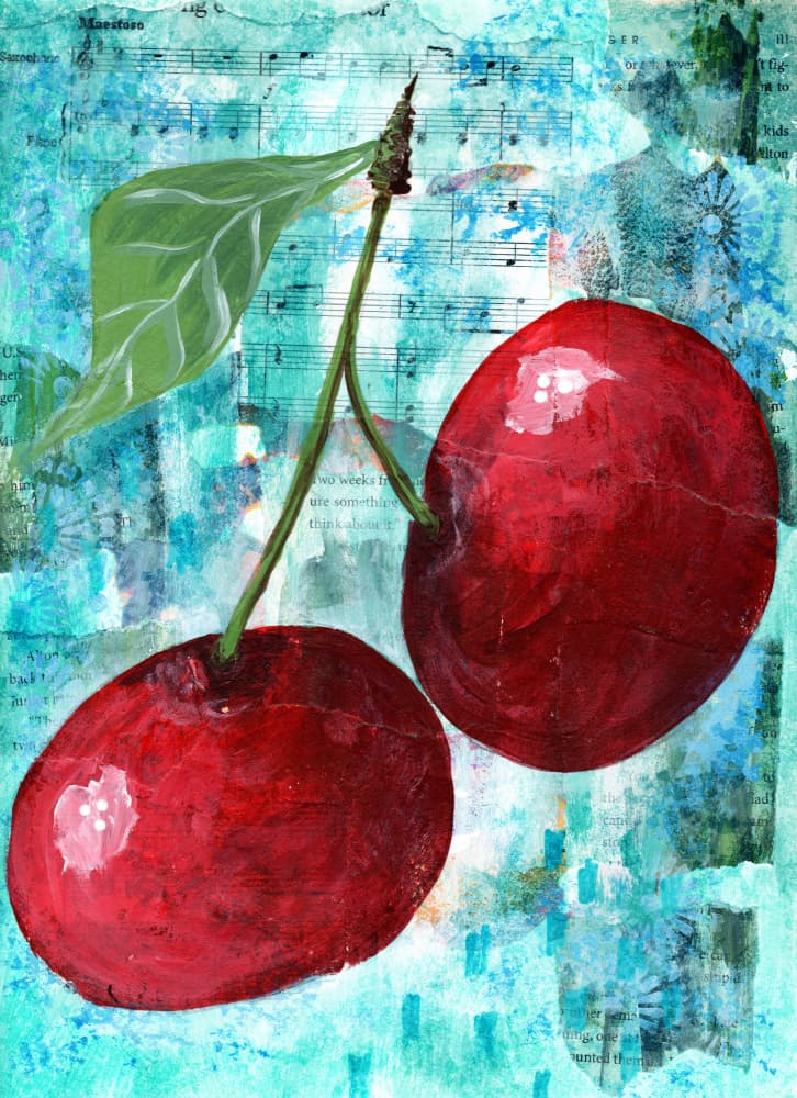 Sweet Cherry Notes by Jasmine Goodwin — canvas wall art