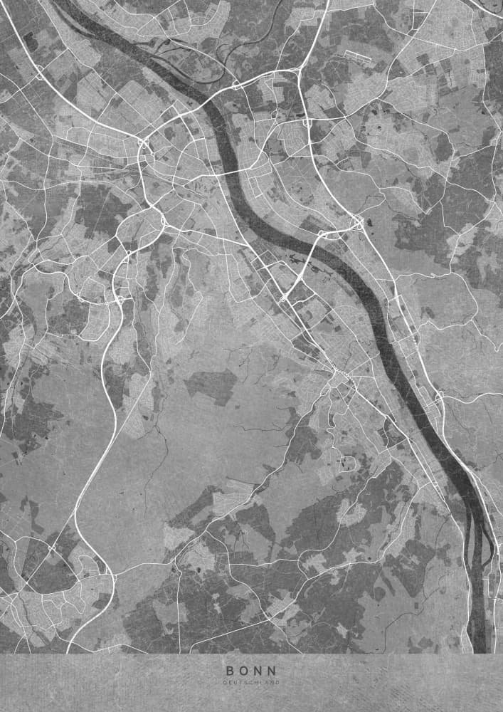 Bonn River City Map by Rosana Laiz Blursbyai — canvas wall art