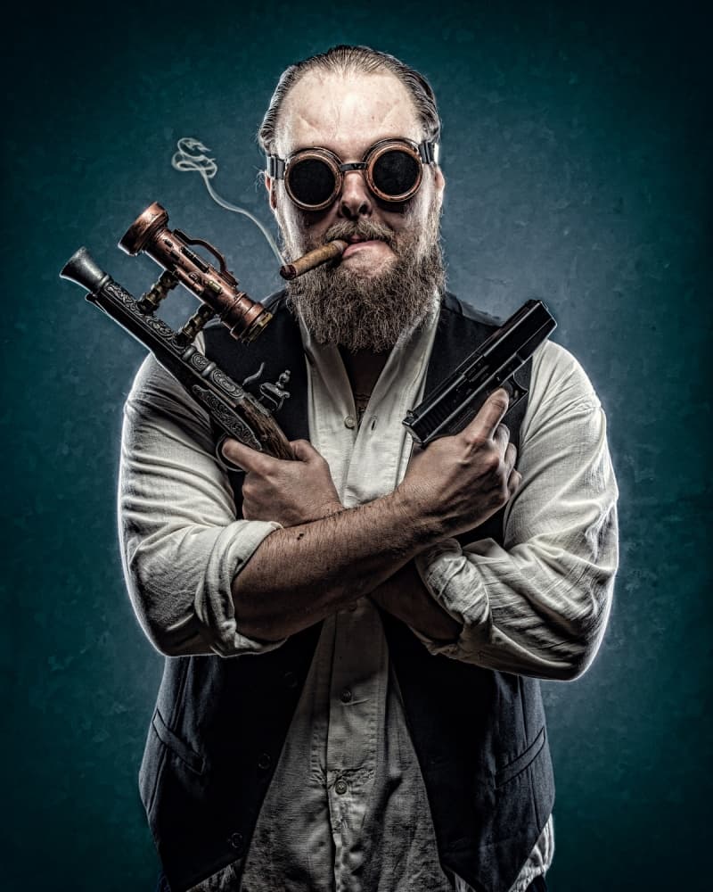 Steampunk Goggled Gunslinger by Petri Damstén — canvas wall art
