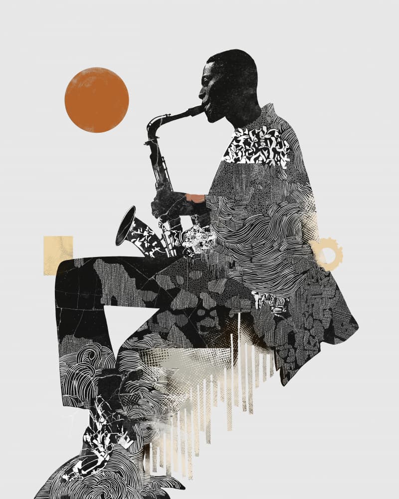 Abstract Jazz Musician by CATS AND DOTZ — canvas wall art