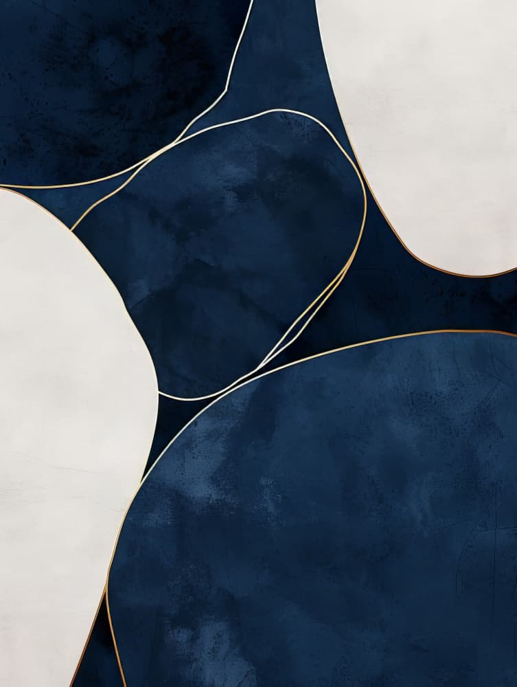 Fluid Navy Gold Curves by Bilge Paksoylu — canvas wall art