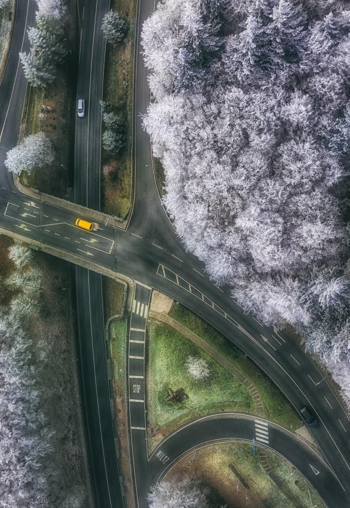 Frosted Winter Intersection by Guy Krier — canvas wall art