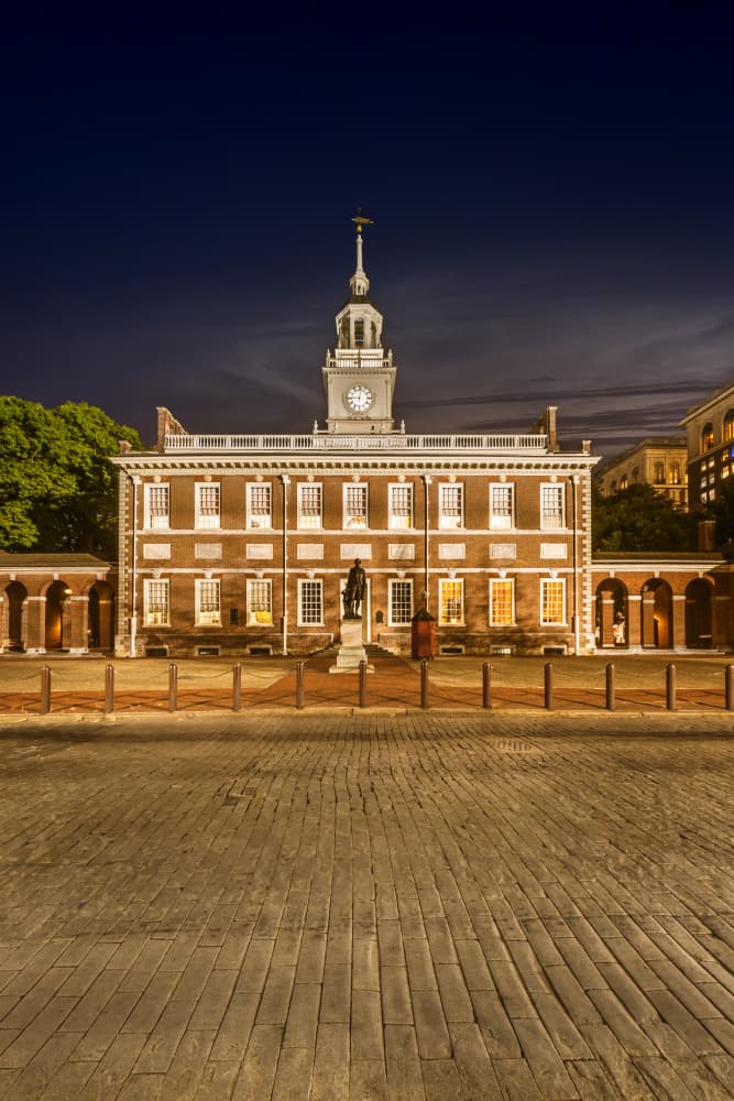 Independence Hall at Night by Melanie Viola — canvas wall art