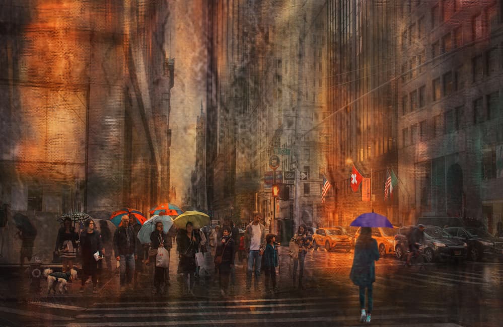 Orange City Rain by Anette Ohlendorf — canvas wall art