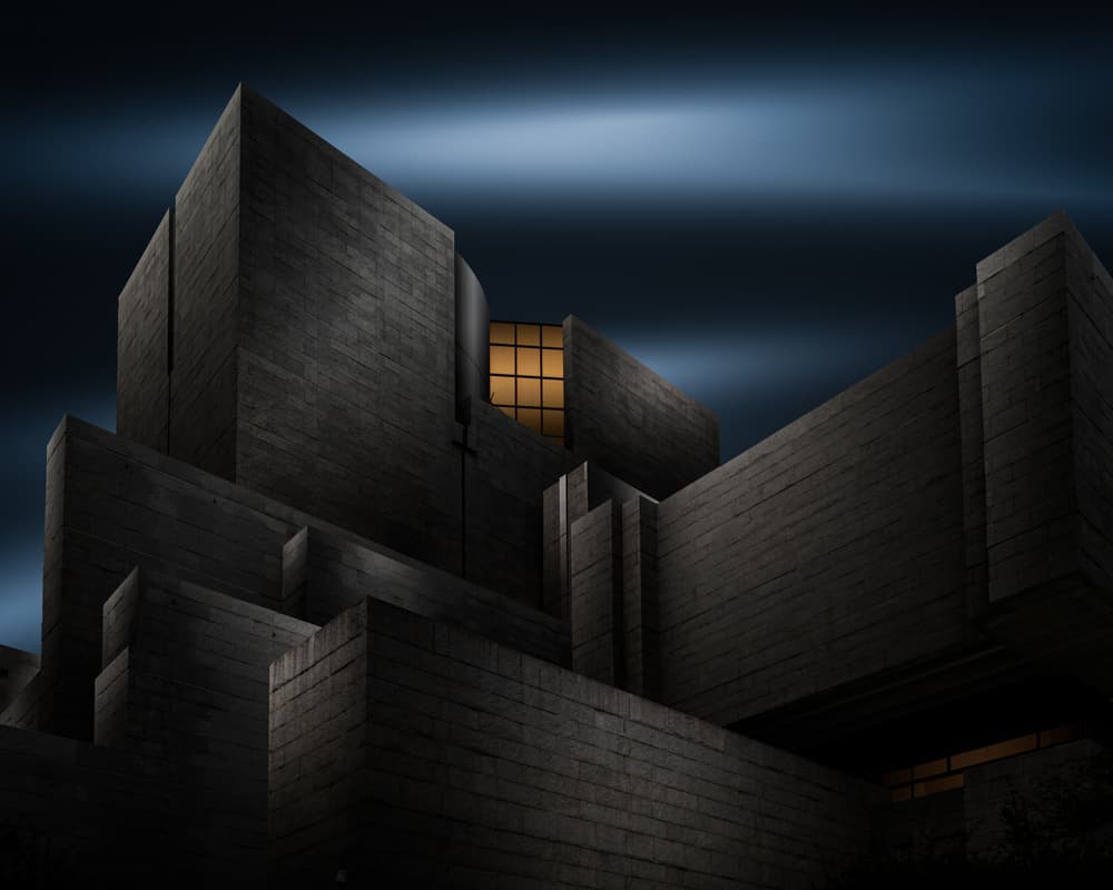 Brutalist Night Glow by Shuchuan Liu — canvas wall art