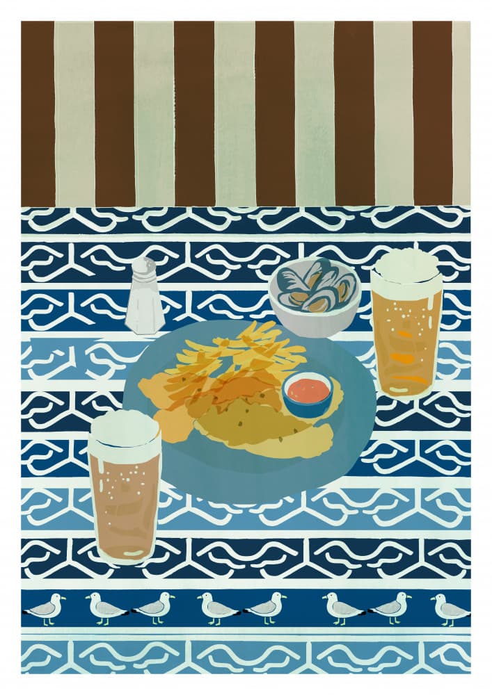 Seaside Fish And Chips by casa cartissi — canvas wall art