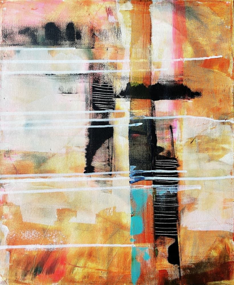 Abstract Orange Grid by Owe Emfestav — canvas wall art