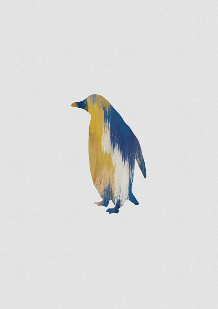 Abstract Blue Yellow Penguin by Orara Studio — canvas wall art