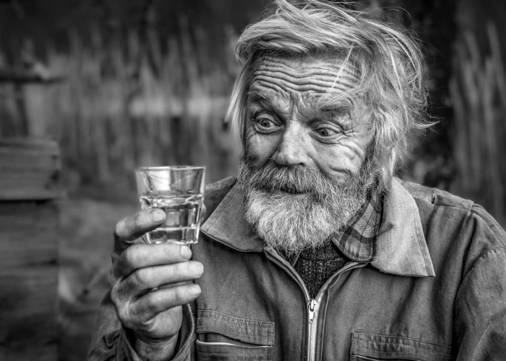 Surprised Old Man With Drink by Joško Šimic — canvas wall art