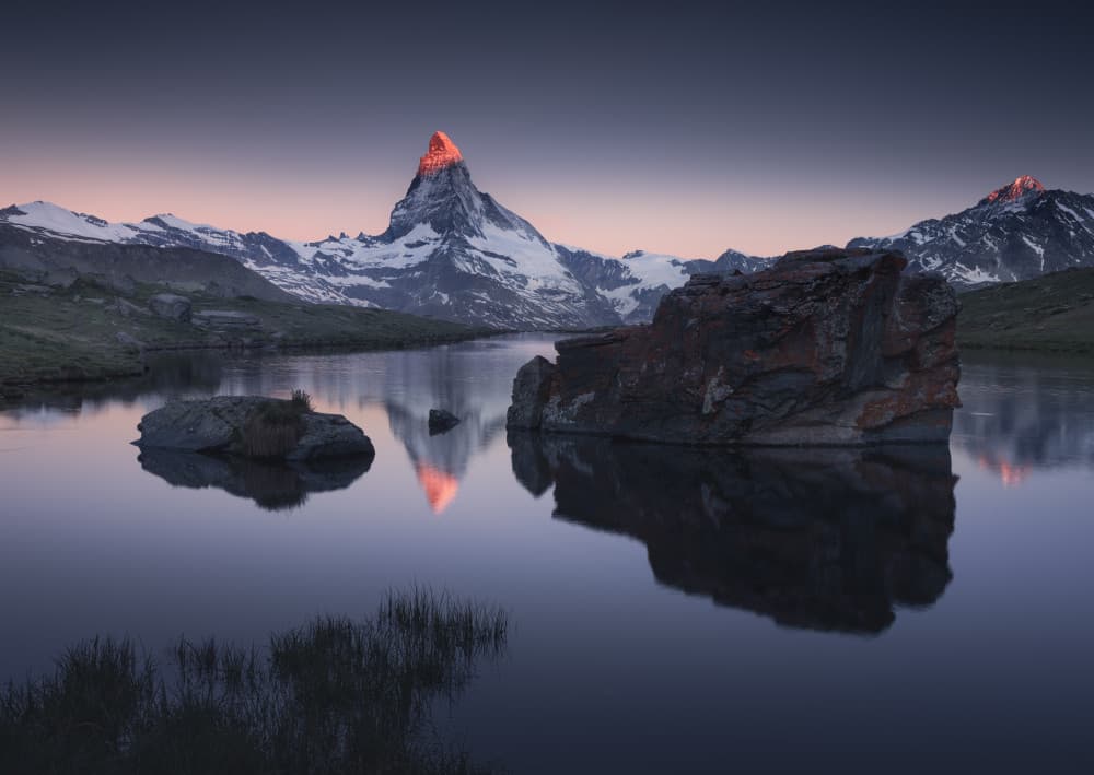 Mountain Lake Sunrise by Karol Nienartowicz — canvas wall art