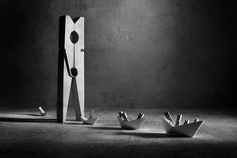 Clothespin Boats by Victoria Glinka — canvas wall art