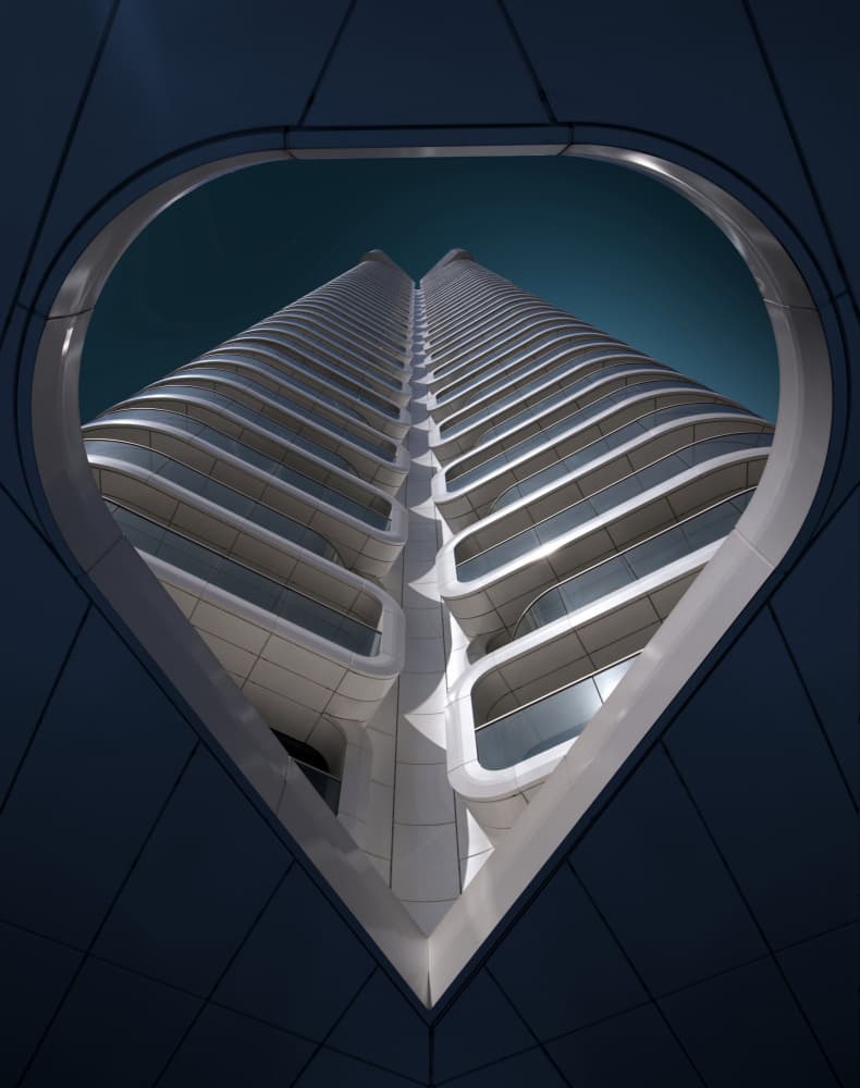 Curved Building Perspective by Erhard Batzdorf — canvas wall art