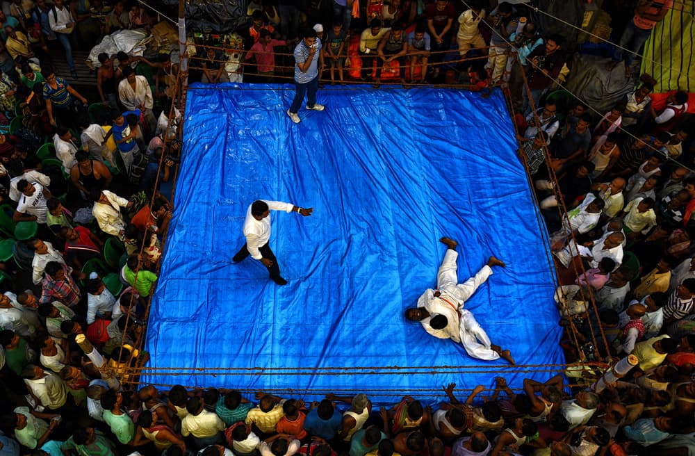 Overhead Wrestling Match by Avishek Das — canvas wall art