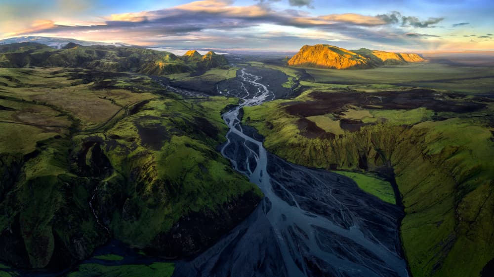 Golden Light River Valley by Ricardo Gayan — canvas wall art