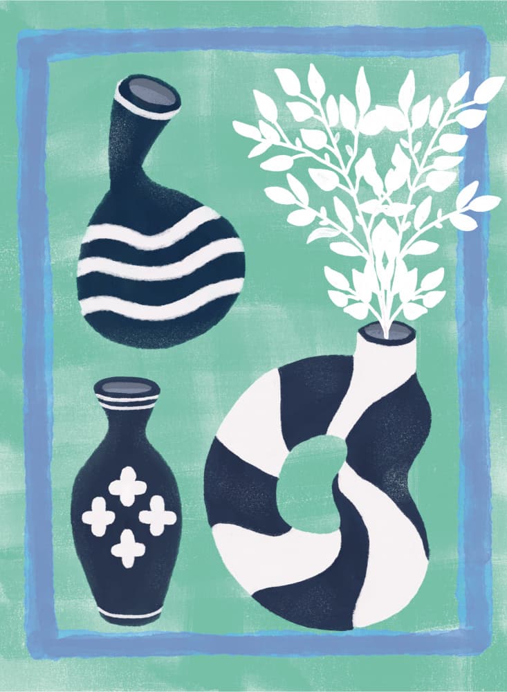 Graphic Vases Still Life by Aliya Putrus — canvas wall art