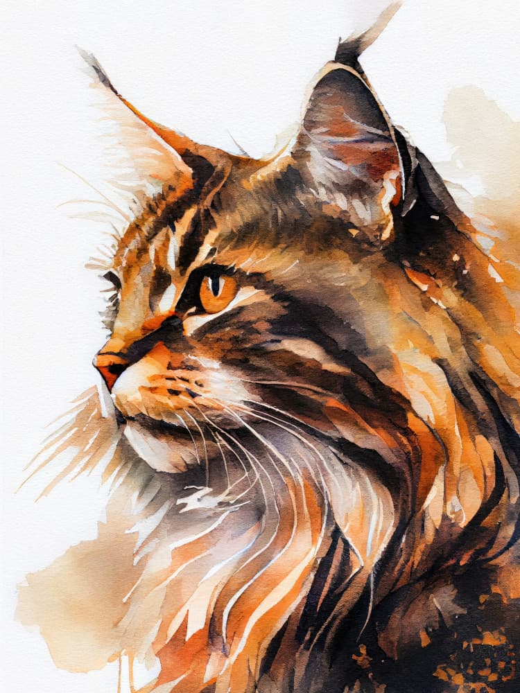 Maine Coon Portrait by Justyna Jaszke — canvas wall art