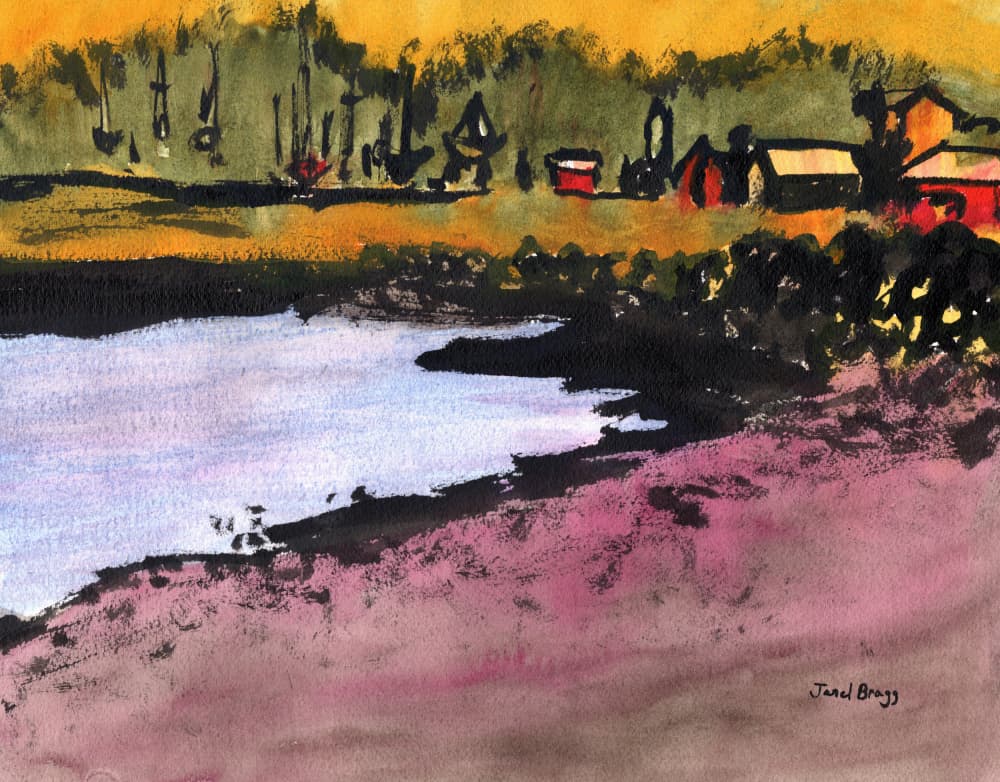 Rustic Waterside Scene by Janel Bragg — canvas wall art