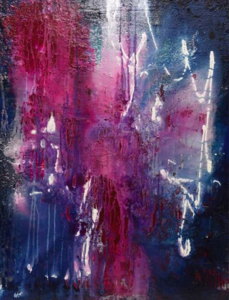 Fuchsia Blue Abstraction by Deb Chaney — canvas wall art