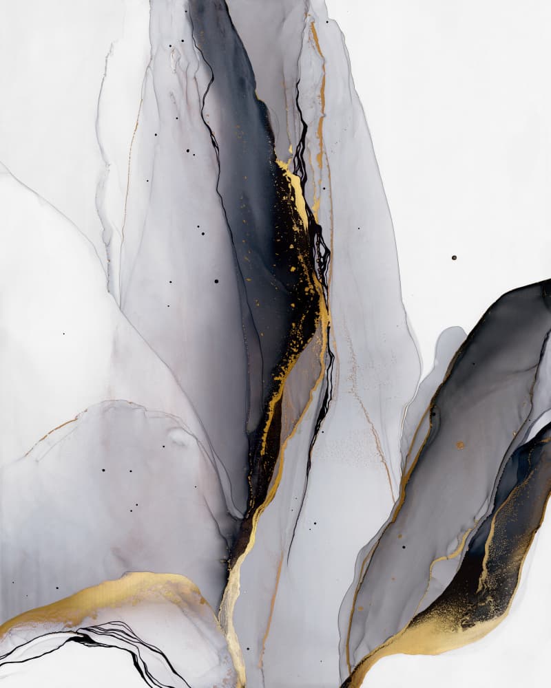Elegant Gold Grey Flow by Alevtina Shelest — canvas wall art
