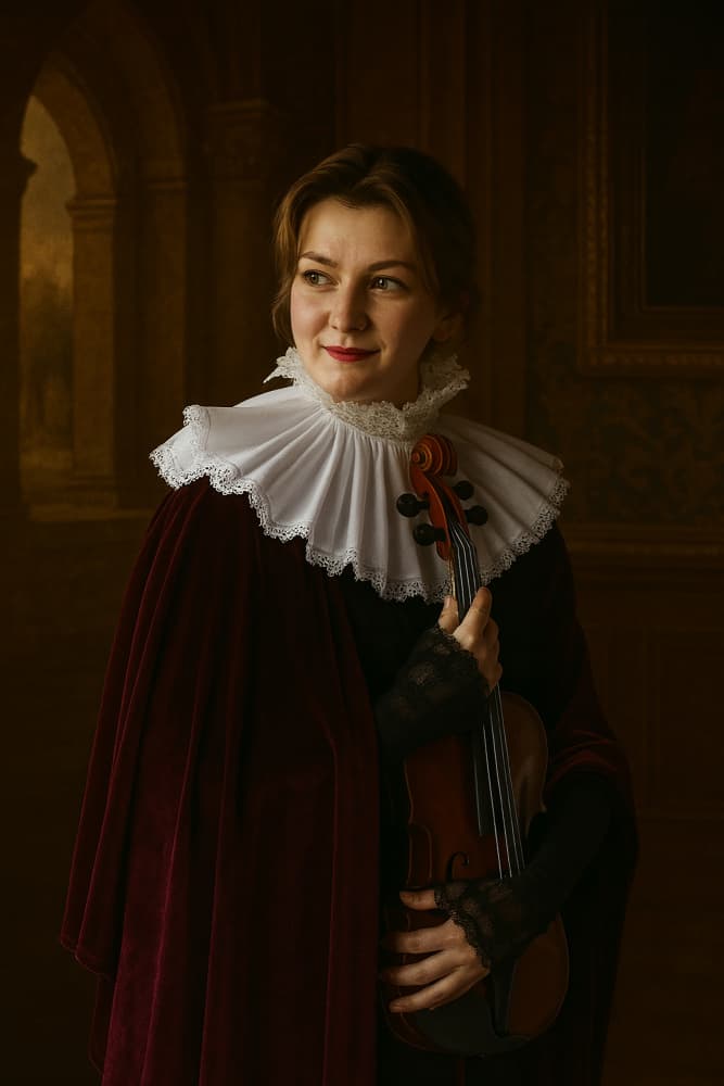 Classical Violinist Portrait by Ionel Onofras — canvas wall art