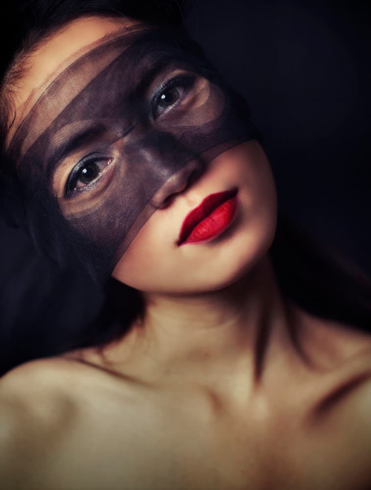Veiled Red Lips by Hari Sulistiawan — canvas wall art