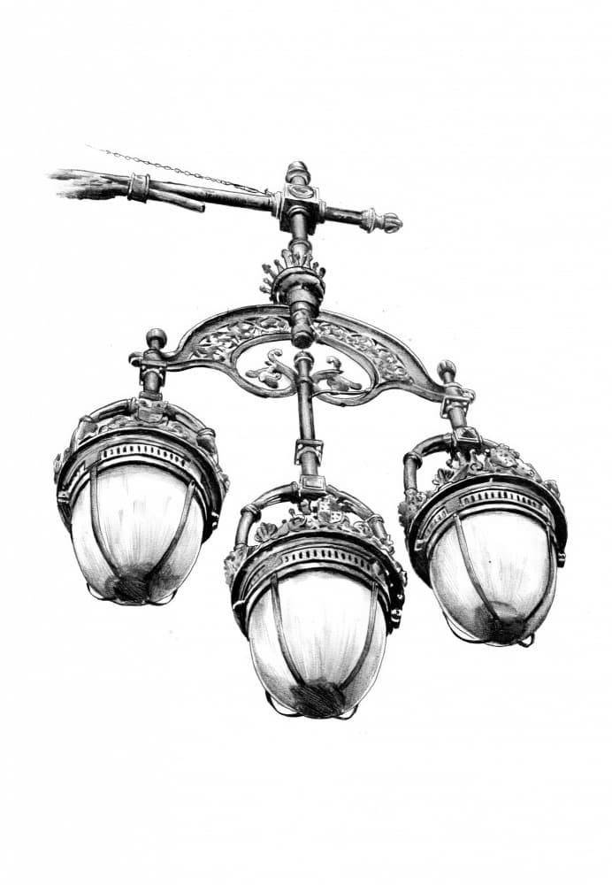 Ornate Vintage Street Lamp by Kulik — canvas wall art