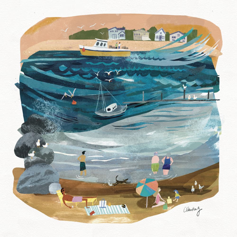 Lively Summer Beach by Claire Hanley — canvas wall art