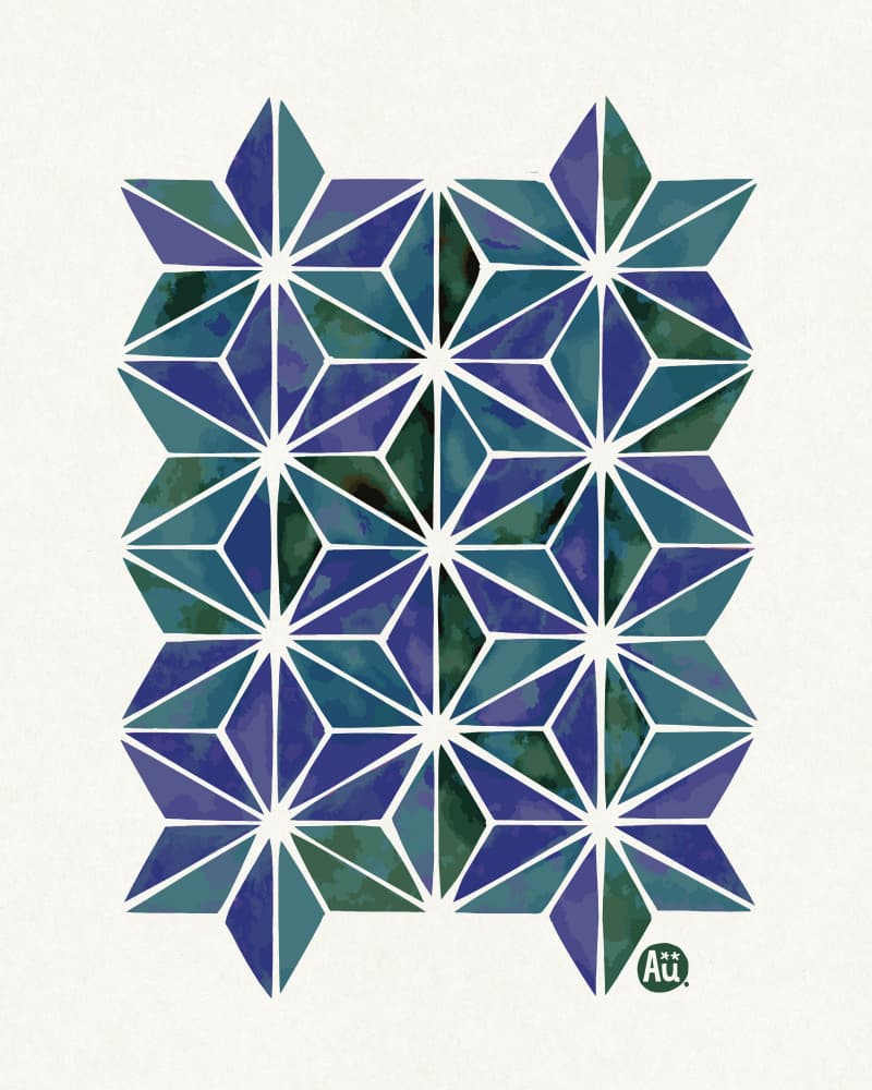 Teal Indigo Geometric Pattern by Aia Ueno — canvas wall art