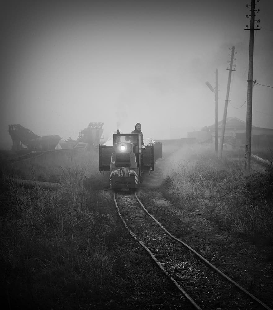 Misty Industrial Train by Zhecho Planinski — canvas wall art